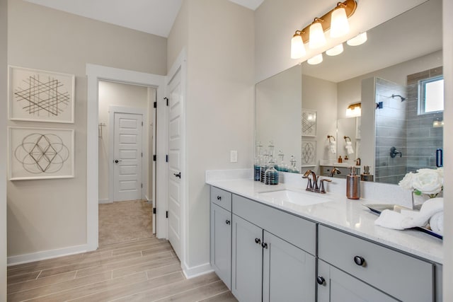 570 Gingerwood Ln, Hendersonville, TN 37075 - full bathroom with vanity, wood finished floors, and a tile shower