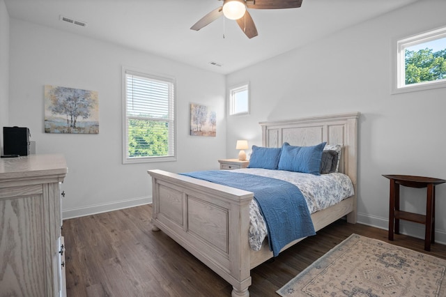 9407 Hackberry Ln, Soddy Daisy, TN 37379 - bedroom with dark wood-type flooring and a ceiling fan