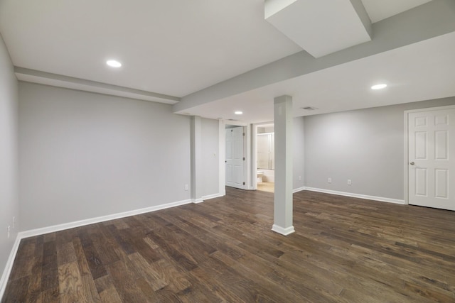 117 Fitzpatrick Ct, Nashville, TN 37214 - finished below grade area with recessed lighting and dark wood-style floors