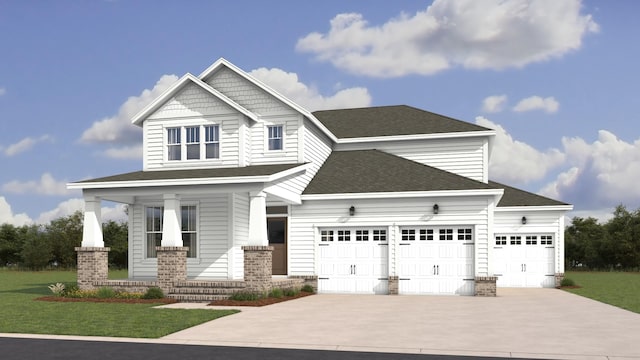 582 Gingerwood Ln, Hendersonville, TN 37075 - craftsman inspired home featuring a porch, a garage, concrete driveway, and roof with shingles