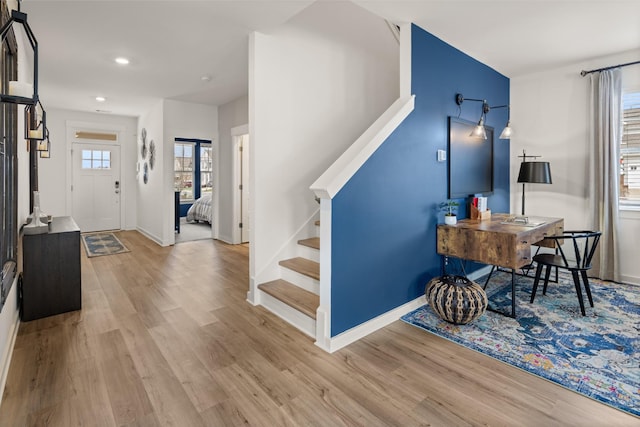 582 Gingerwood Ln, Hendersonville, TN 37075 - entrance foyer with stairs, wood finished floors, and recessed lighting