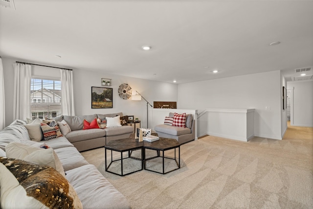 582 Gingerwood Ln, Hendersonville, TN 37075 - living room featuring light carpet and recessed lighting