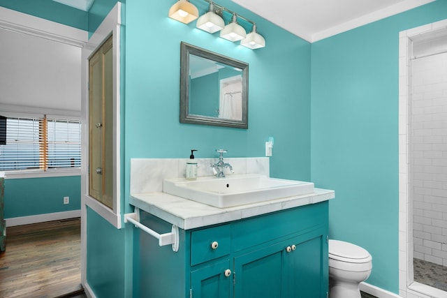 9311 Scenic Hwy, Lookout Mountain, GA 30750 - full bathroom featuring vanity, a tile shower, and wood finished floors