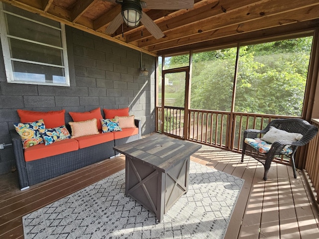 9311 Scenic Hwy, Lookout Mountain, GA 30750 - sunroom / solarium with a ceiling fan, an outdoor hangout area, and healthy amount of natural light