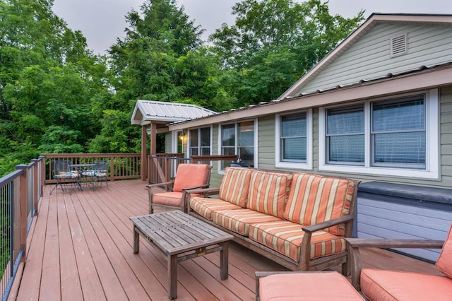 9311 Scenic Hwy, Lookout Mountain, GA 30750 - wooden deck featuring an outdoor hangout area and outdoor dining area