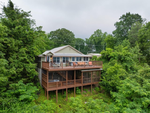 9311 Scenic Hwy, Lookout Mountain, GA 30750 - back of property with a deck and a metal roof