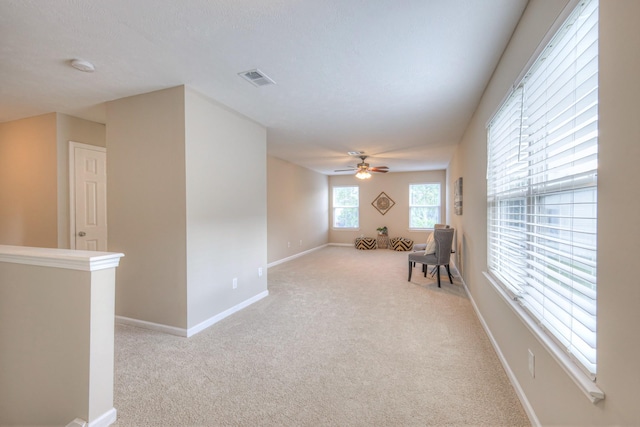 5451 Middlebury Dr, Murfreesboro, TN 37128 - living area with light carpet and ceiling fan