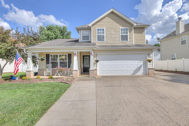 5451 Middlebury Dr, Murfreesboro, TN 37128 - craftsman house featuring covered porch, a garage, concrete driveway, and brick siding