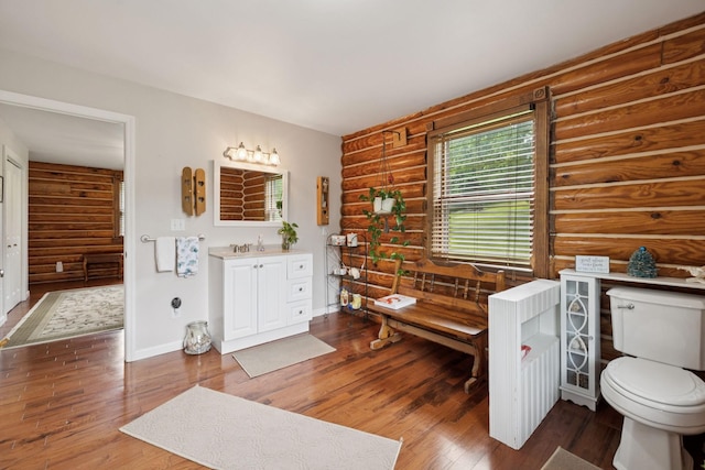 32 Morris Ln, Pleasant Shade, TN 37145 - bathroom with rustic walls, vanity, and wood finished floors