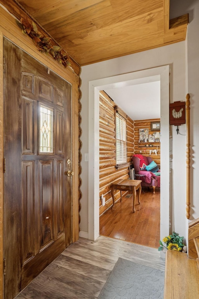 32 Morris Ln, Pleasant Shade, TN 37145 - entryway featuring rustic walls and wood finished floors