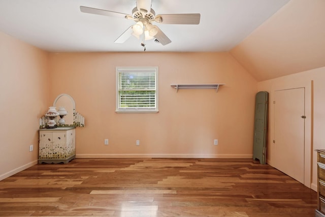 32 Morris Ln, Pleasant Shade, TN 37145 - unfurnished room with wood finished floors, a ceiling fan, and lofted ceiling