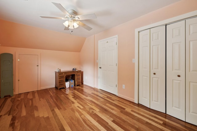 32 Morris Ln, Pleasant Shade, TN 37145 - additional living space with ceiling fan, wood finished floors, and lofted ceiling