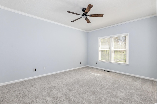 1622 Hickory Valley Rd, Lebanon, TN 37087 - empty room with carpet floors, a ceiling fan, and ornamental molding
