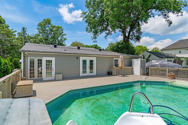 1519 Preston Dr, Nashville, TN 37206 - outdoor pool featuring french doors and a wooden deck