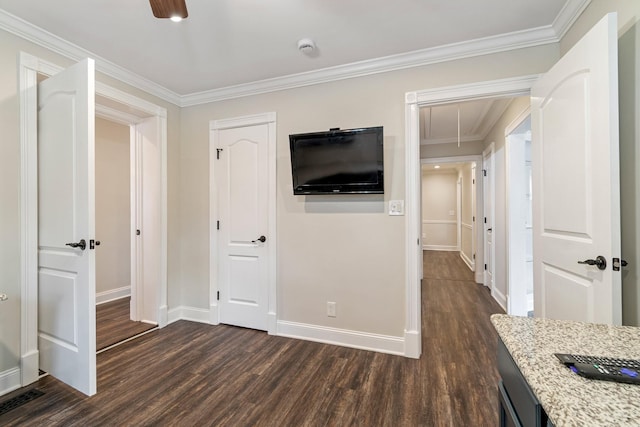 1519 Preston Dr, Nashville, TN 37206 - corridor featuring attic access, dark wood-style floors, and ornamental molding