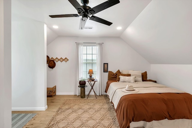 1511 Bridle Ln, Chapel Hill, TN 37034 - bedroom with lofted ceiling, light wood finished floors, ceiling fan, and recessed lighting
