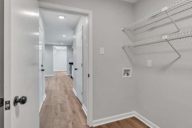 545 Old Lebanon Dirt Rd, Hermitage, TN 37076 - washroom with hookup for a washing machine, light wood-style flooring, and recessed lighting