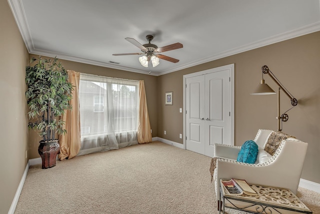 2711 Crowne Pointe Dr, Murfreesboro, TN 37130 - sitting room with carpet, a ceiling fan, and crown molding