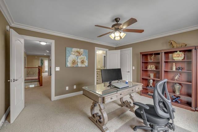 2711 Crowne Pointe Dr, Murfreesboro, TN 37130 - office space with light colored carpet, ornamental molding, and ceiling fan