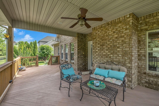 2711 Crowne Pointe Dr, Murfreesboro, TN 37130 - wooden terrace featuring ceiling fan and an outdoor living space