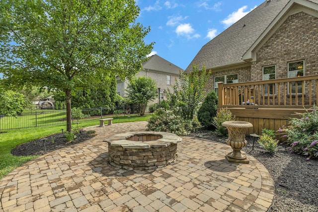 2711 Crowne Pointe Dr, Murfreesboro, TN 37130 - view of patio / terrace featuring a fire pit and a deck