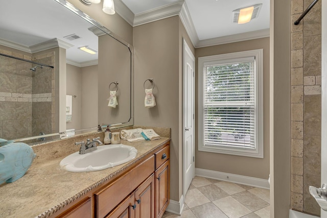 2711 Crowne Pointe Dr, Murfreesboro, TN 37130 - full bath featuring vanity, ornamental molding, and tile patterned floors