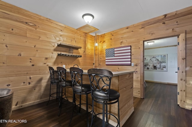 645 Bankston Ln, La Follette, TN 37766 - indoor dry bar with dark wood finished floors and wood walls