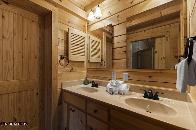 645 Bankston Ln, La Follette, TN 37766 - full bath with wood walls and double vanity