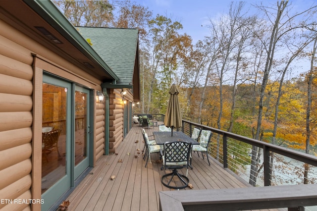 645 Bankston Ln, La Follette, TN 37766 - wooden terrace with outdoor dining area