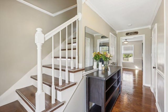 1287 Cheryl Ct, Clarksville, TN 37042 - stairs featuring wood finished floors and ornamental molding