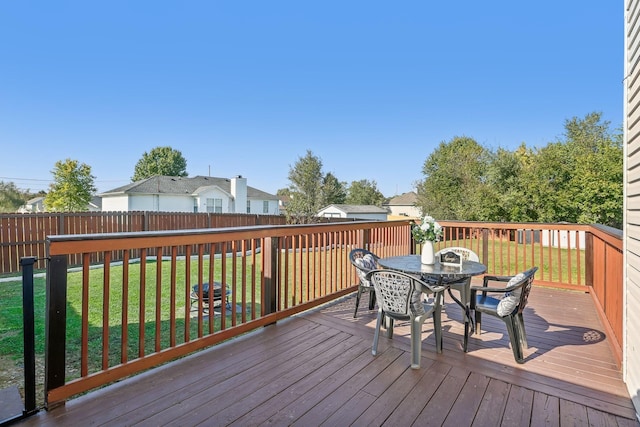 1287 Cheryl Ct, Clarksville, TN 37042 - wooden terrace with outdoor dining space, a fenced backyard, and a residential view