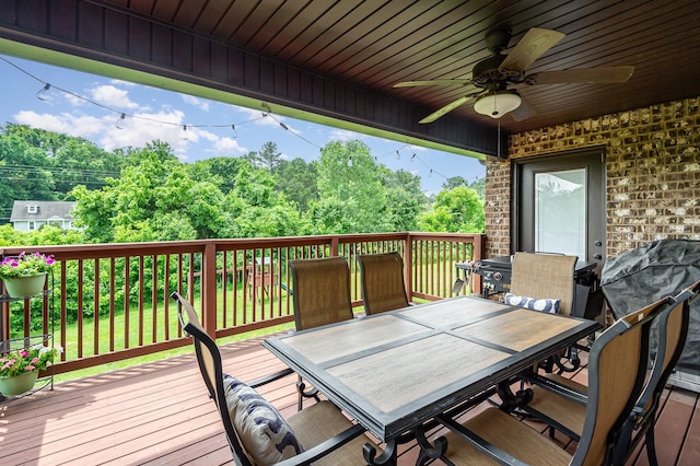 212 Hickory Pointe Dr, Lebanon, TN 37087 - wooden terrace featuring outdoor dining space and ceiling fan