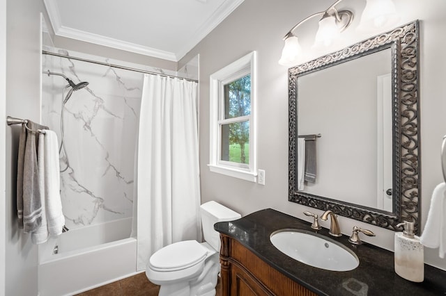7871 Oscar Green Rd, Primm Springs, TN 38476 - full bath with vanity, ornamental molding, shower / bath combo with shower curtain, and tile patterned flooring