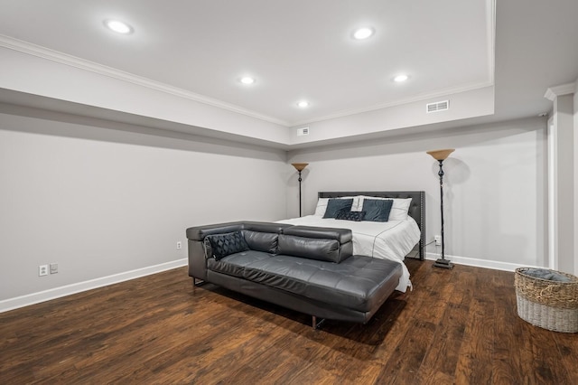 7871 Oscar Green Rd, Primm Springs, TN 38476 - bedroom featuring ornamental molding, wood finished floors, recessed lighting, and a raised ceiling
