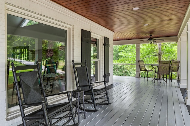 7871 Oscar Green Rd, Primm Springs, TN 38476 - wooden porch featuring a ceiling fan