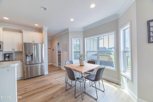102 Chaseberry Rd, Oak Ridge, TN 37830 - dining room with plenty of natural light, light wood-type flooring, recessed lighting, and crown molding