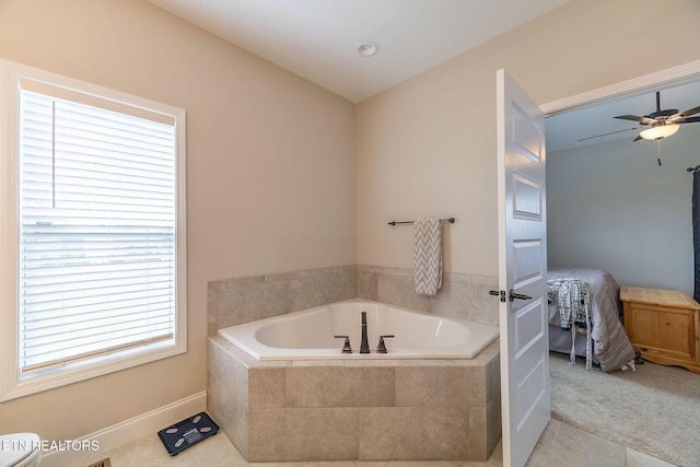 102 Chaseberry Rd, Oak Ridge, TN 37830 - ensuite bathroom featuring a garden tub, a ceiling fan, and tile patterned flooring