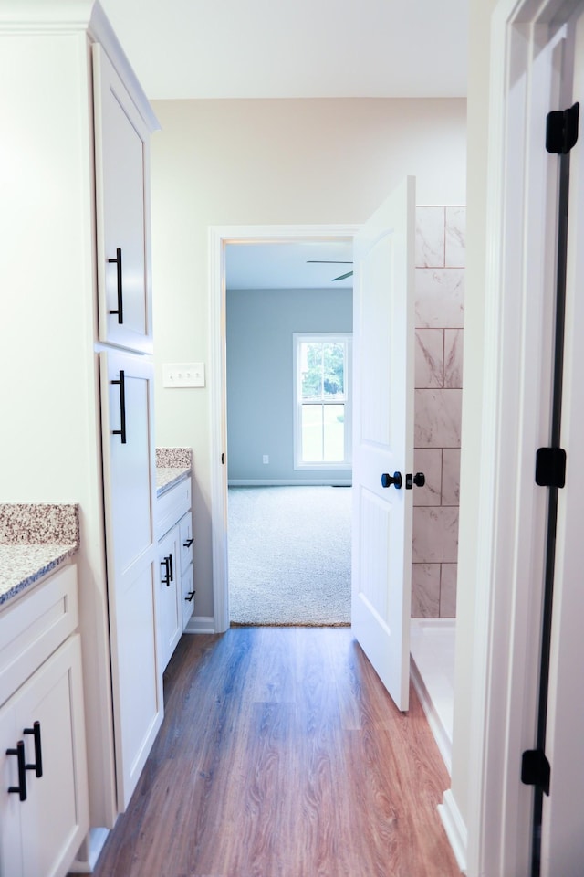 505 Depot St, Chapel Hill, TN 37034 - full bathroom featuring vanity, wood finished floors, and tiled shower