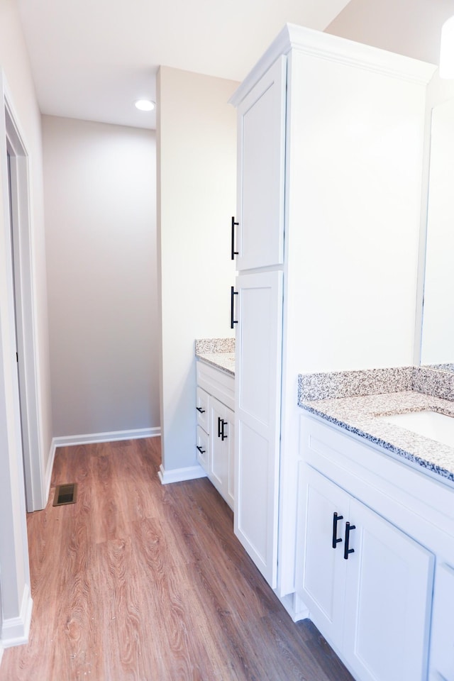 505 Depot St, Chapel Hill, TN 37034 - bathroom with vanity, wood finished floors, and recessed lighting