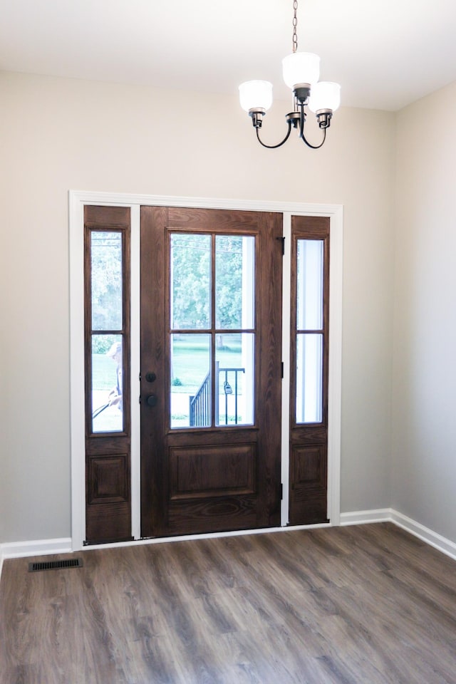 505 Depot St, Chapel Hill, TN 37034 - entryway featuring a chandelier and wood finished floors