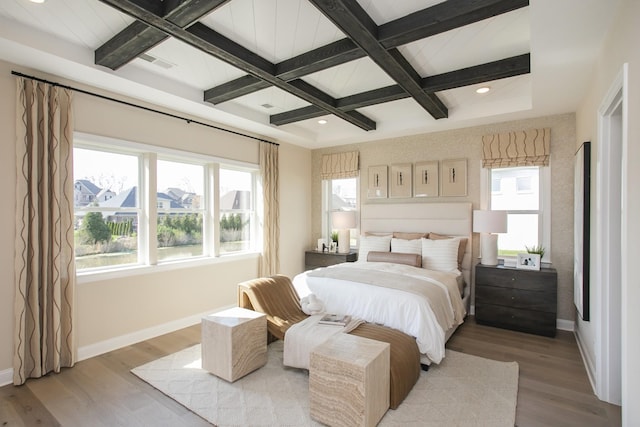 1935 Harmony Rd, Spring Hill, TN 37174 - bedroom featuring light wood-style floors, beamed ceiling, and coffered ceiling