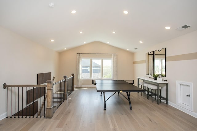 1935 Harmony Rd, Spring Hill, TN 37174 - rec room with vaulted ceiling, light wood finished floors, and recessed lighting