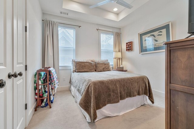 1510B 10th Ave N, Nashville, TN 37208 - bedroom with light carpet, a raised ceiling, and recessed lighting