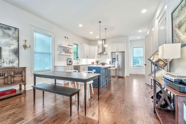 1510B 10th Ave N, Nashville, TN 37208 - dining area featuring dark wood-style flooring and recessed lighting