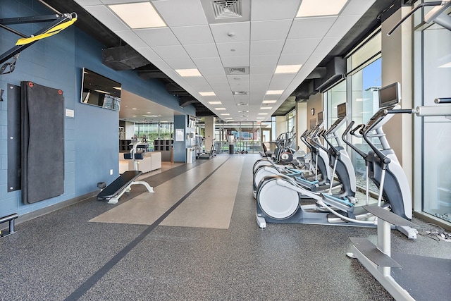 1212 Laurel St Unit 1510, Nashville, TN 37203 - workout area with a paneled ceiling