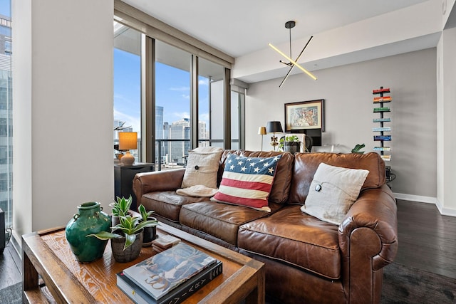 1212 Laurel St Unit 1510, Nashville, TN 37203 - living room with wood-type flooring and a view of city