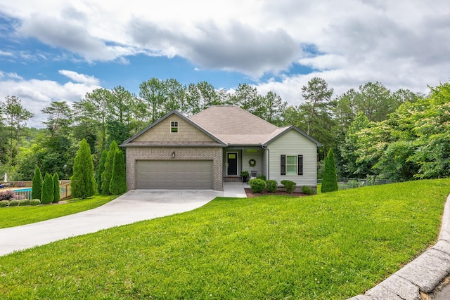 8624 Reba Ln, Hixson, TN 37343 - view of front of property featuring a garage, driveway, and brick siding