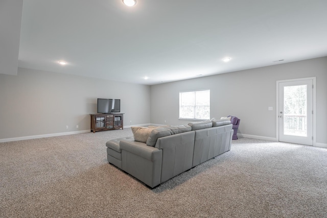 8624 Reba Ln, Hixson, TN 37343 - carpeted living area featuring baseboards and recessed lighting
