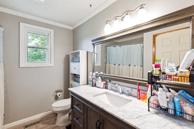 330 Union Camp Rd, Lafayette, TN 37083 - bathroom featuring ornamental molding, wood finished floors, vanity, and a shower with shower curtain
