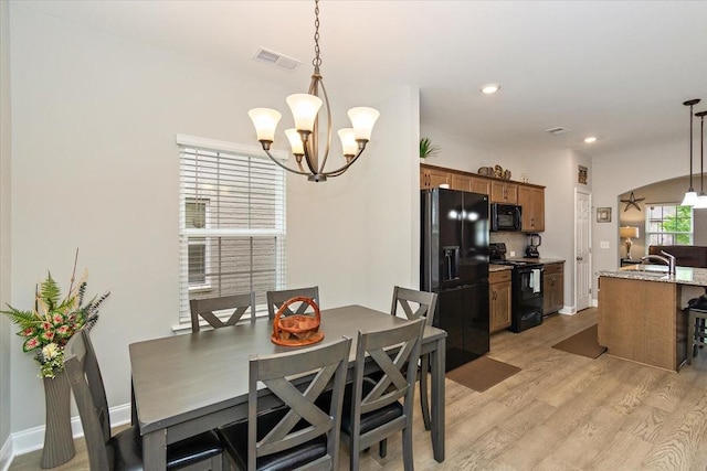 433 Longstone Rd, Gallatin, TN 37066 - dining area with a chandelier, light wood-type flooring, and recessed lighting